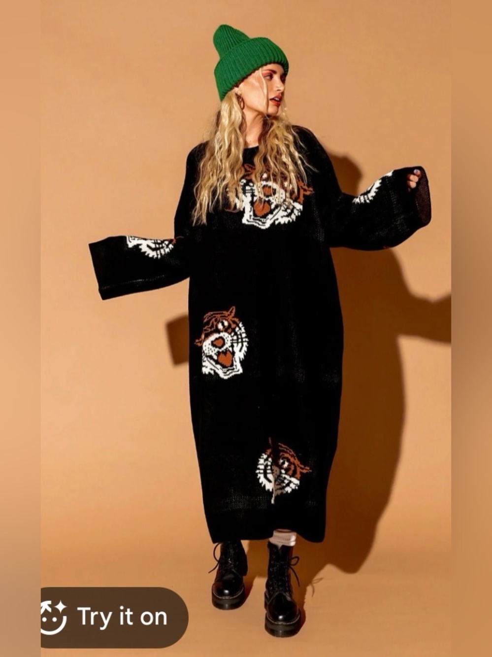 Dressed in LALA Original Literally Limitless Oversized Knit Dress in Tigress